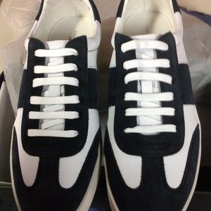 Bloomingdale's Men's T-Toe White Leather & Navy Suede Sneakers - 11.5 - NIB